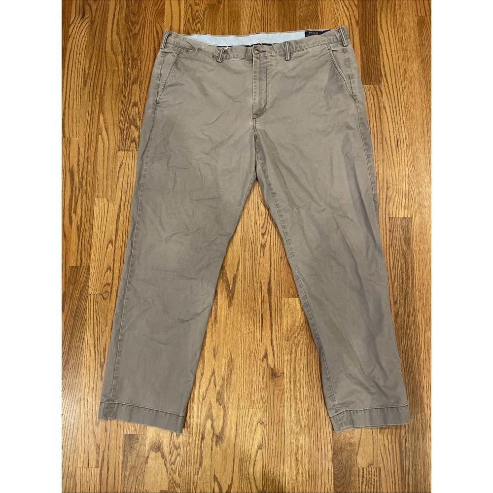 Polo Ralph Lauren Men's Stretch‎ Straight Fit Chino Pants Gray Pony Cotton 42x32
